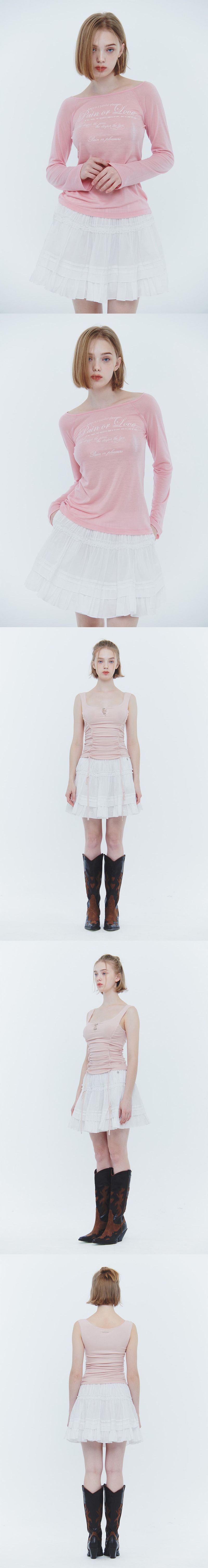 ARIEL TIERED SKIRT white