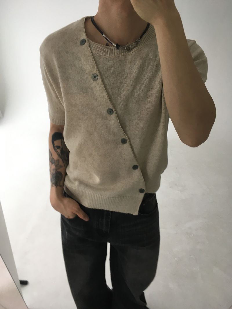 EGONLEO(エゴンレオ)の「diagonal slick cardigan(4colors)(Tops)」