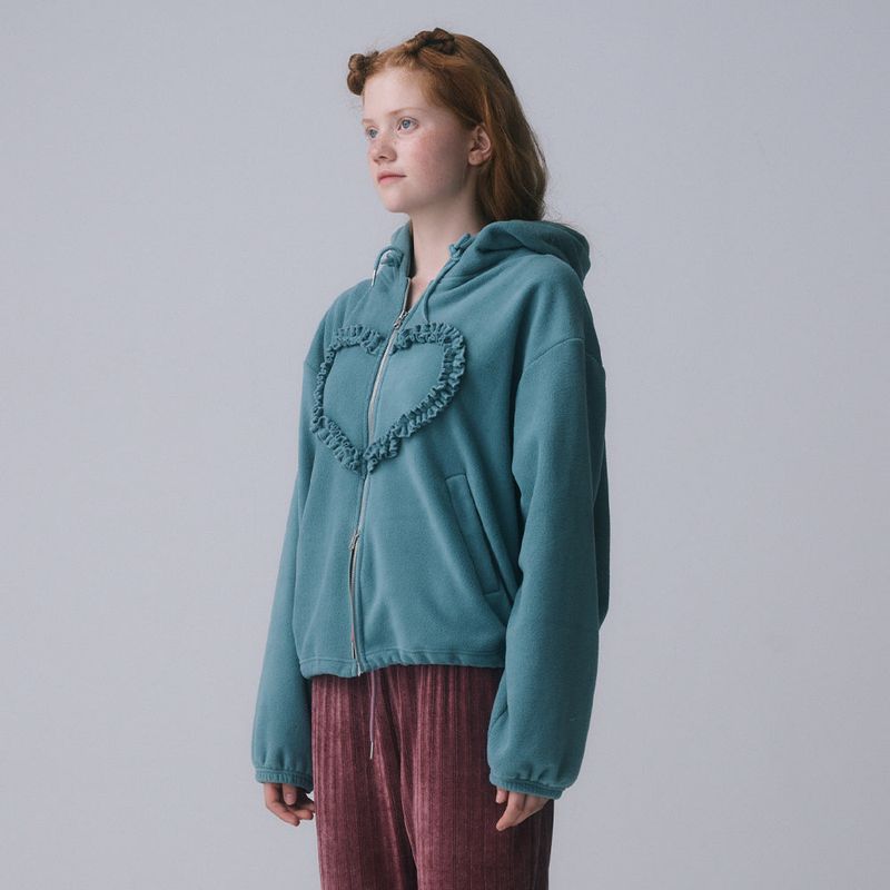 FRILL HEART HOODIE, BLUE
