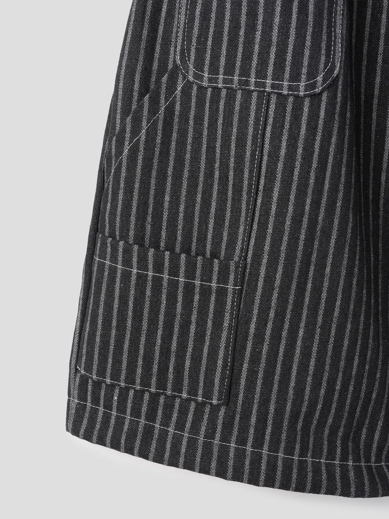 Striped Bermuda Carpenter Denim Wide Pants 2COLOR