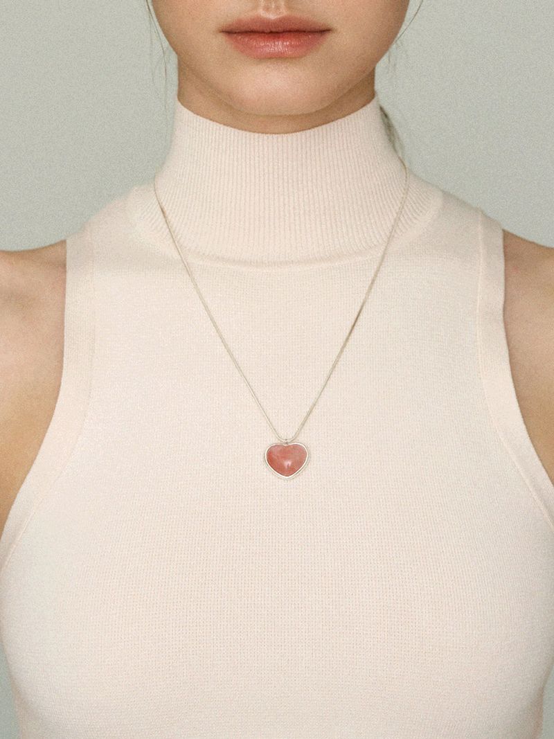 [MADE] Silver925_Heart Natural Agate_N (Red,Blue)