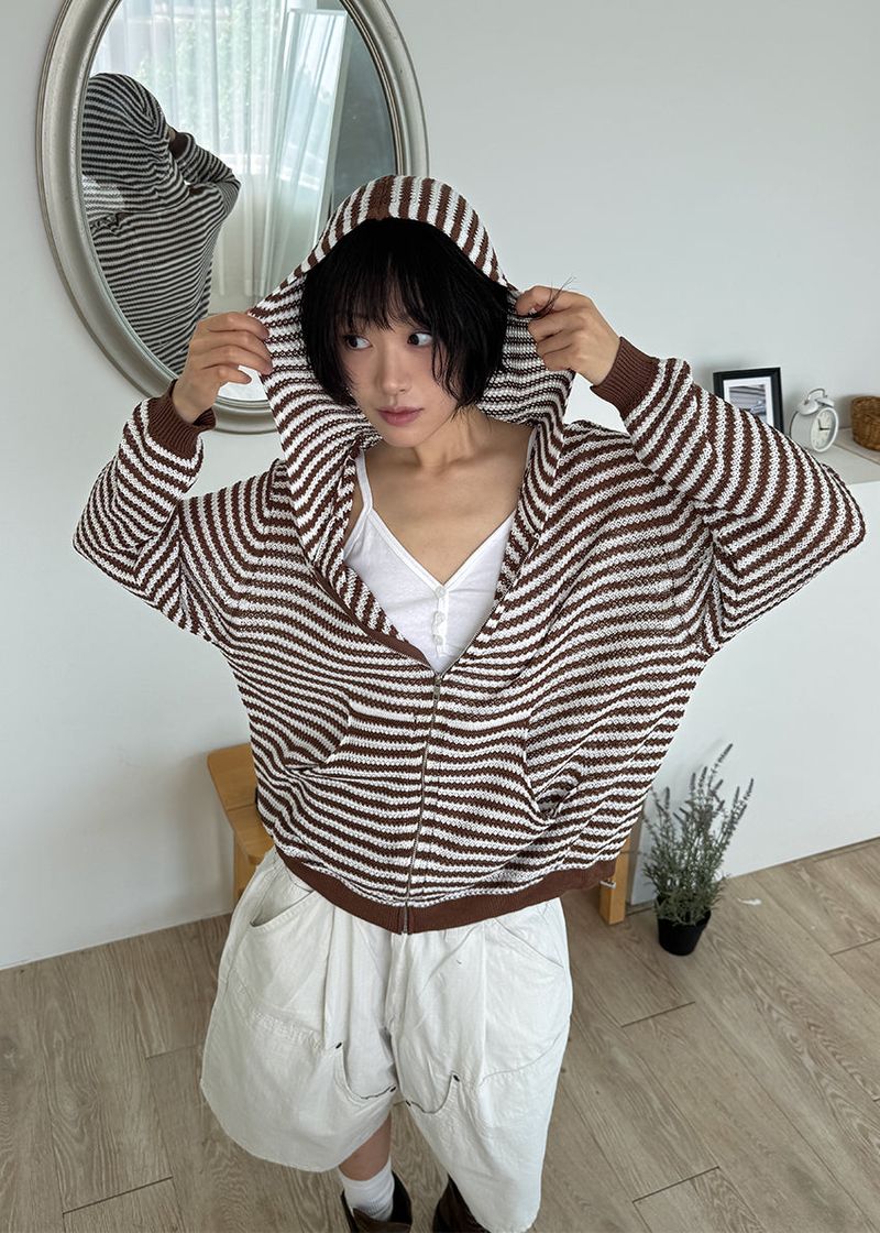 MESH STRIPE ZIP-UP