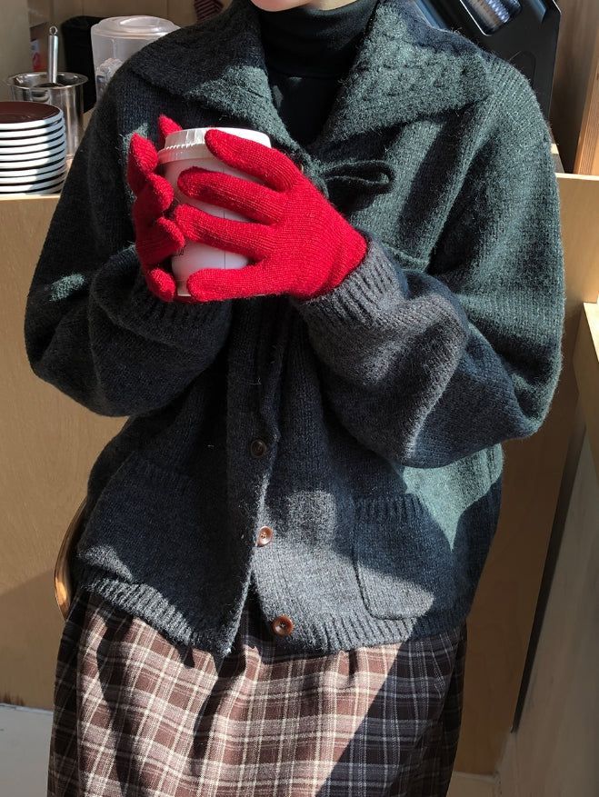 Vimparo Color Wool Knit Gloves - 50% wool