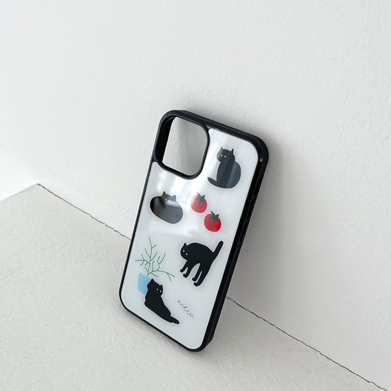 mew cat glossy glass bumper case