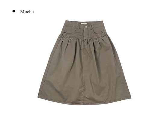 Mote Keyring Fold Shirred Cotton Long Skirt