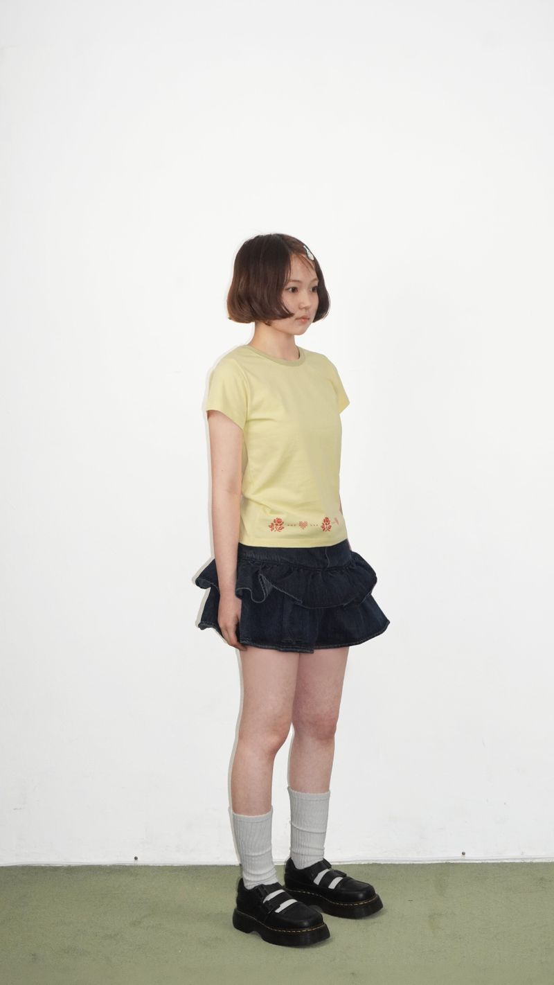 FLOWER STITCH T SHIRTS YELLOW