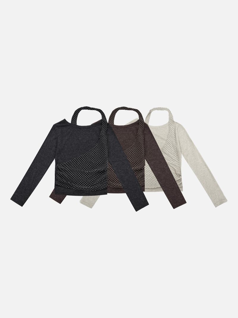 Kobe Dot Halter Neck Layered Tee (3c)