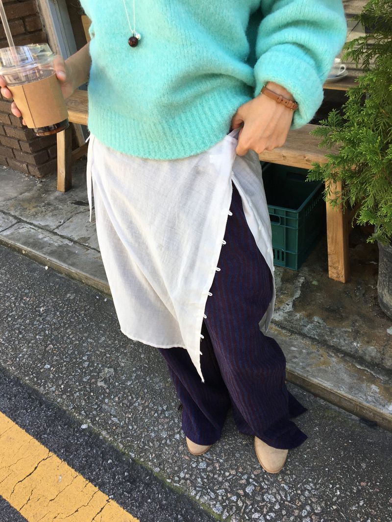 Milky button-up layered skirt (2color)