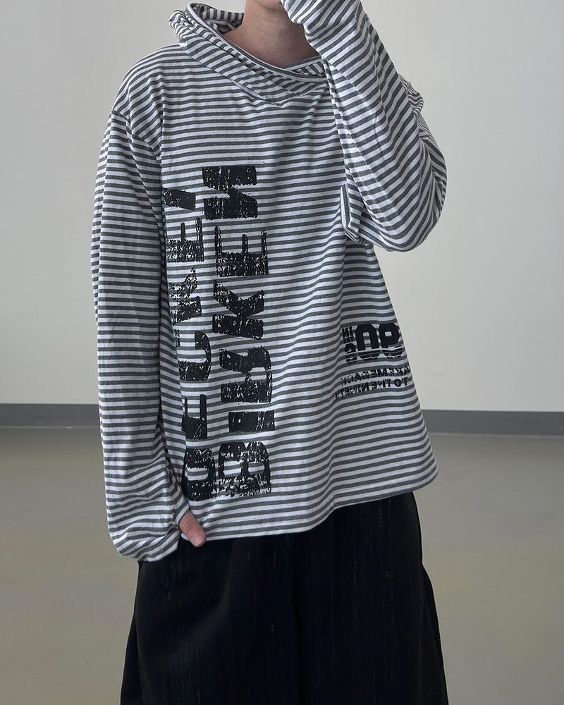 River Fingerhole Stripe Hoodie