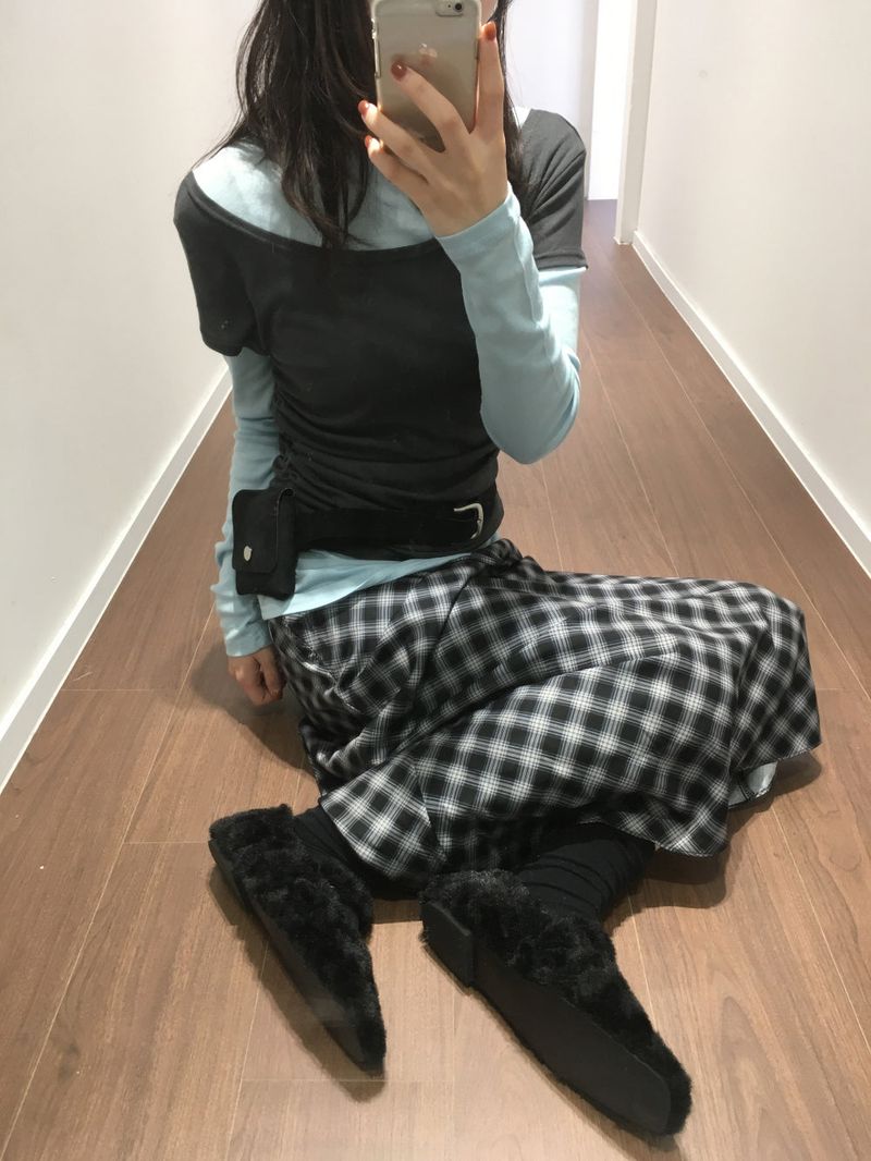 Mellow Chiffon Checkered Skirt (2 Colors)