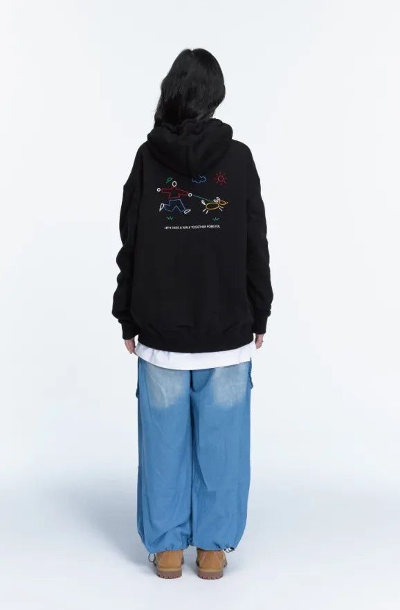 26FW★ Line Work Embroidered Hood Zip-Up