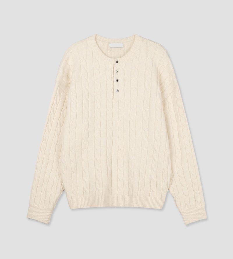 No.1512 A henley cable KNIT (5color)