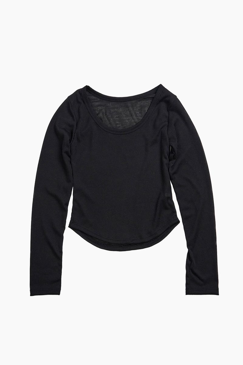 Summer U-neck Ribbed Long Sleeve