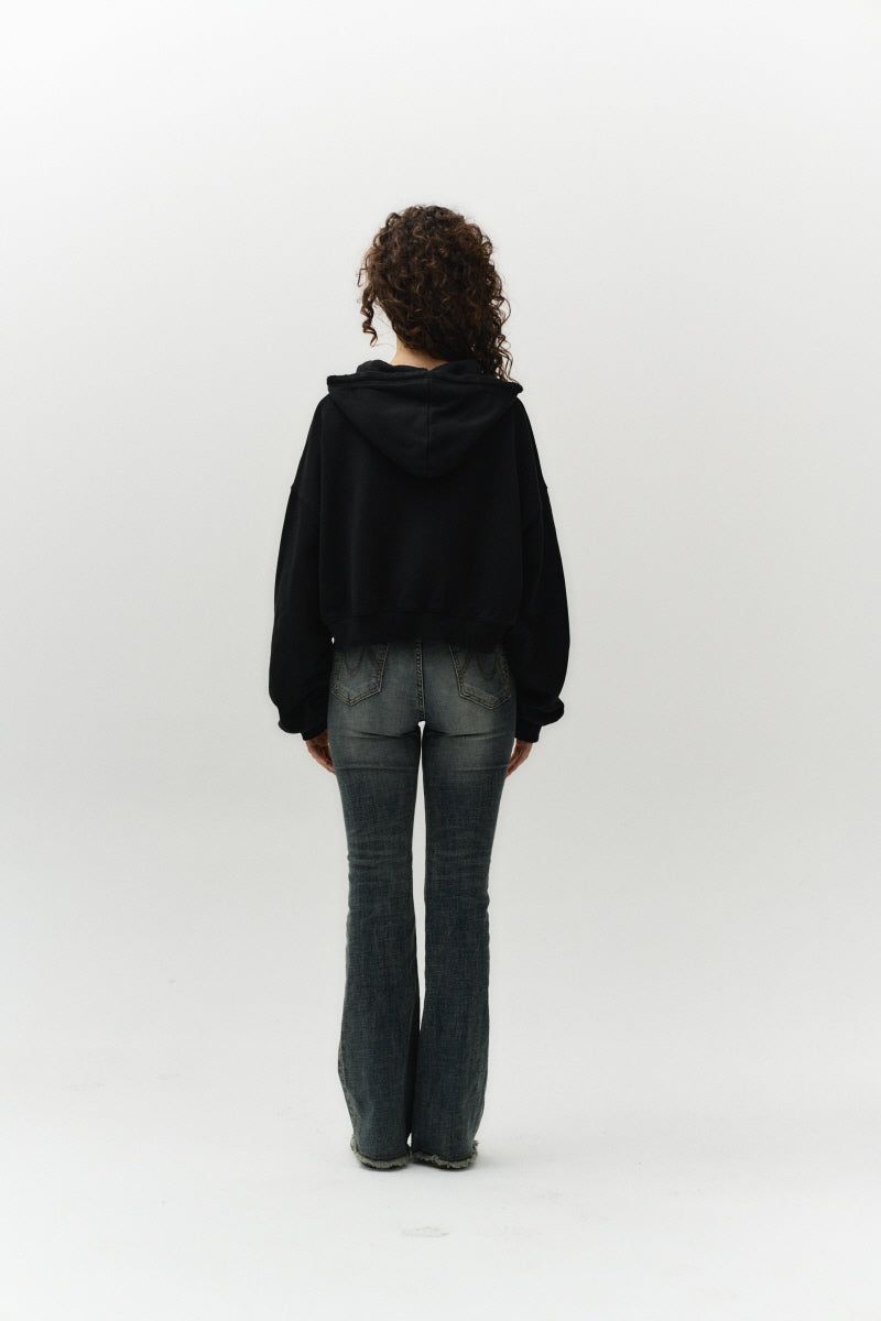 damage hood zip up (black)