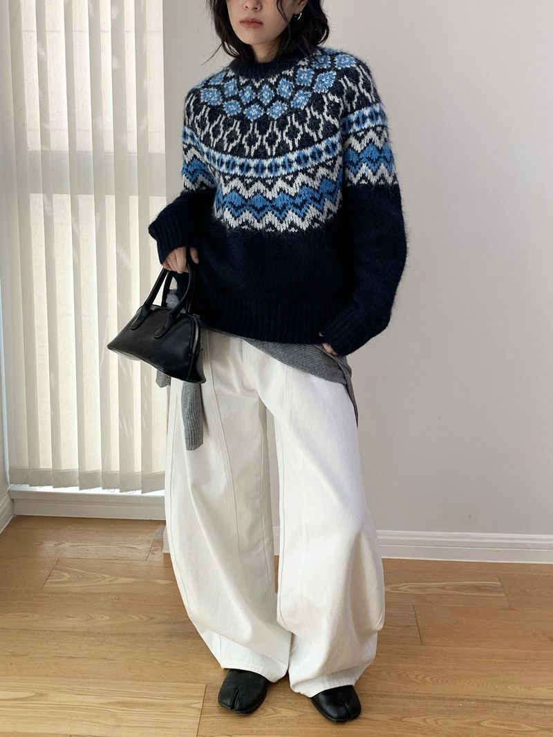Irish Round Loose Fit Long Sleeve Knitwear