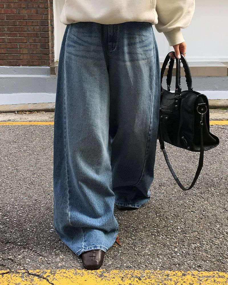 [ORIGINAL] Crew Contrast Wide Denim Pants