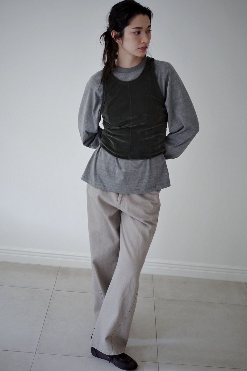 Washed straight leg pants, Beige