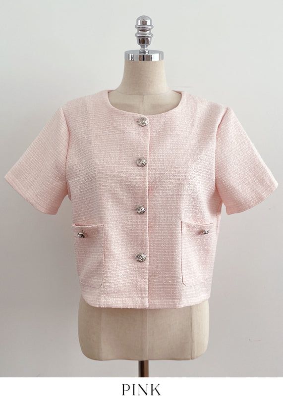 Meble Round Short Sleeve Tweed Jacket