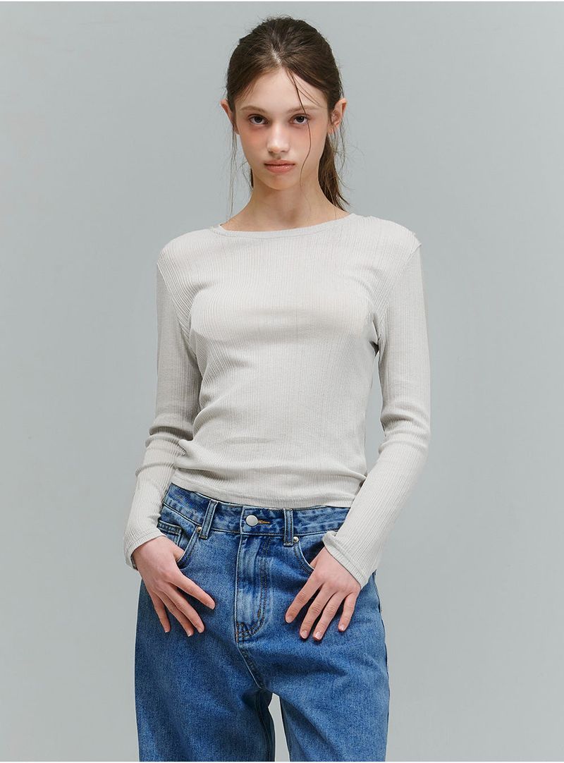 SLIP SHEER WAVE LONGSLEEVE [WHITE]