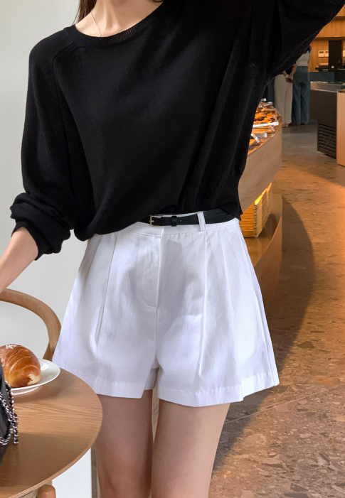Ont A-line Two-Pintuck 3/4 Shorts / 4 Colors