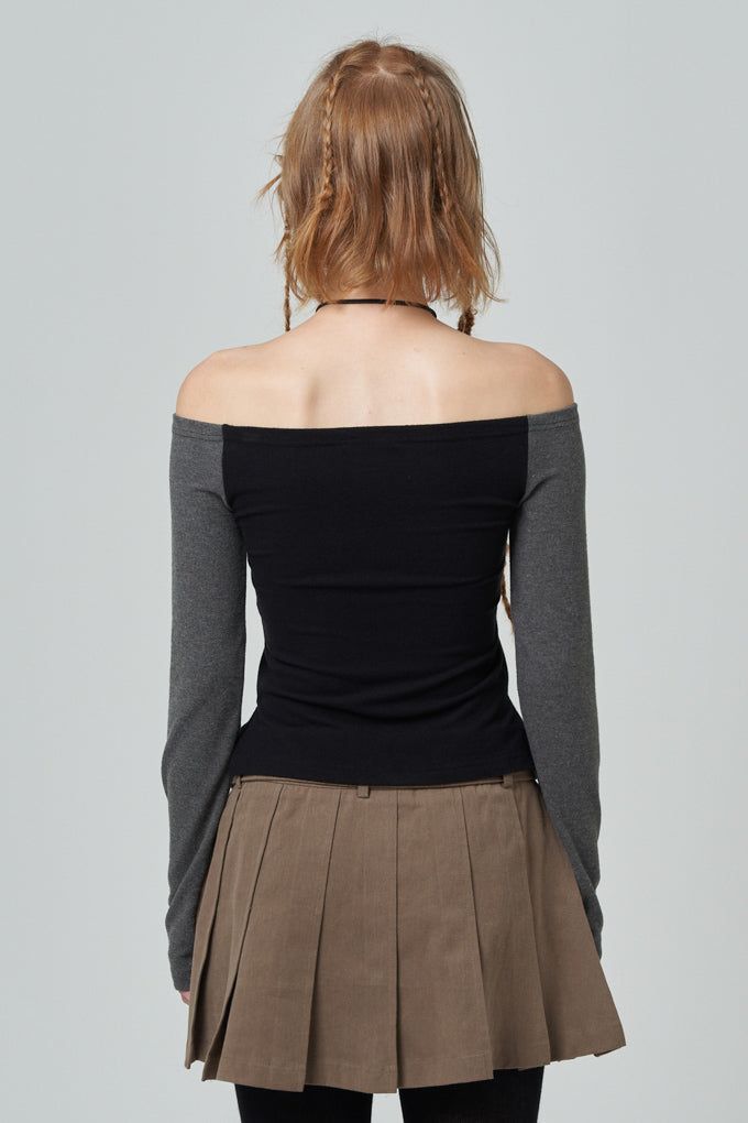 Off-shoulder raglan top_black