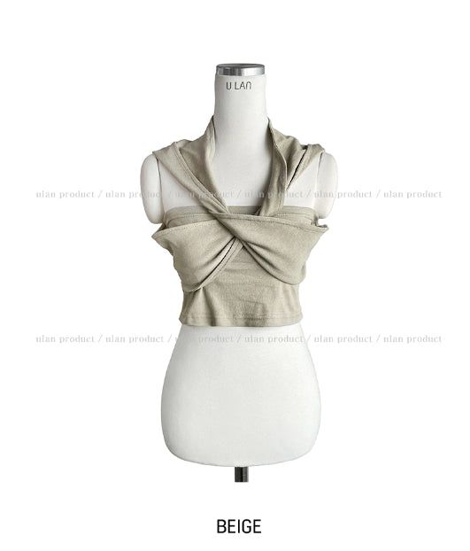 Low Cross Top Hooded Sleeveless