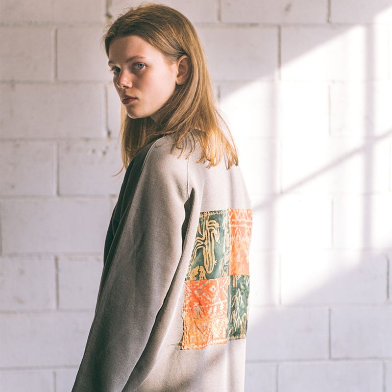 [Patchwork Sweatshirt] Khaki
