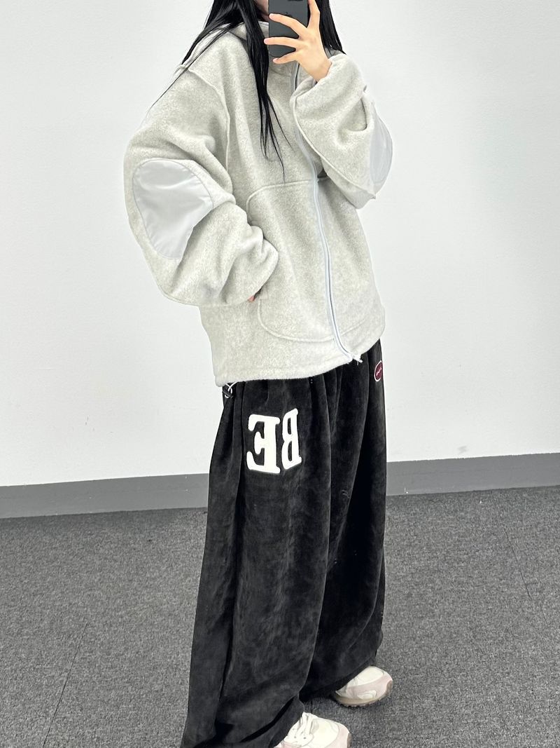 reverse elbow fleece zip-up