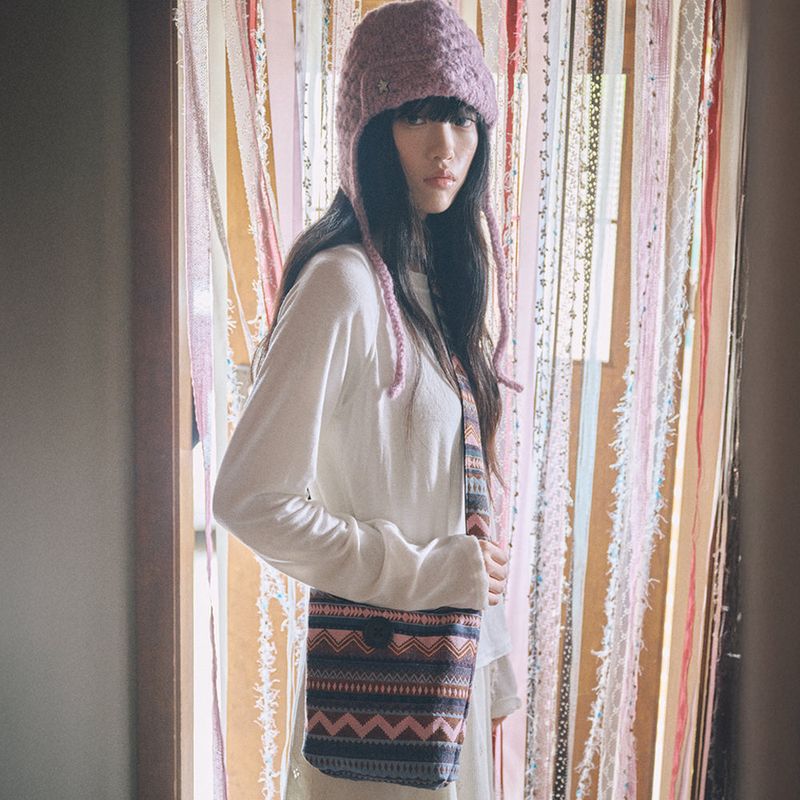 hippie button cross bag pink