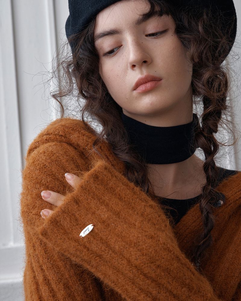 CROPPED HOODIE CARDIGAN - CAMEL BROWN