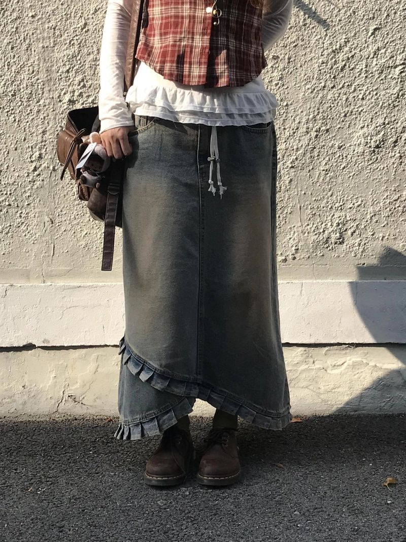 inall vintage denim skirt