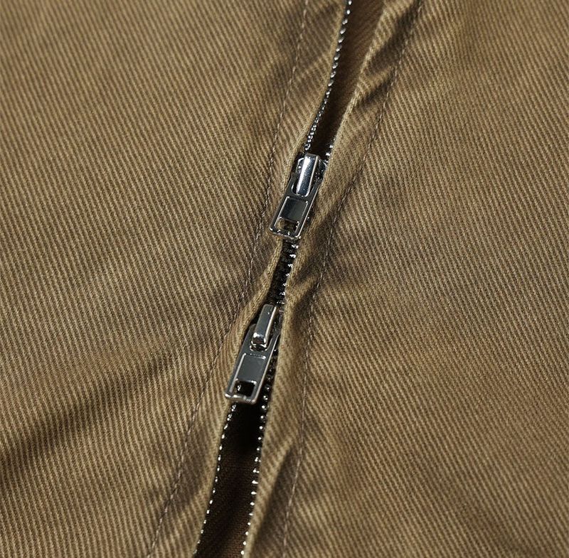 Rentto Basic Collar Zipper Loose Fit Cotton Jacket