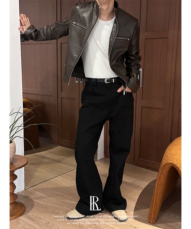 [LAURANTSEOUL] Biker crop leather jacket(2color)