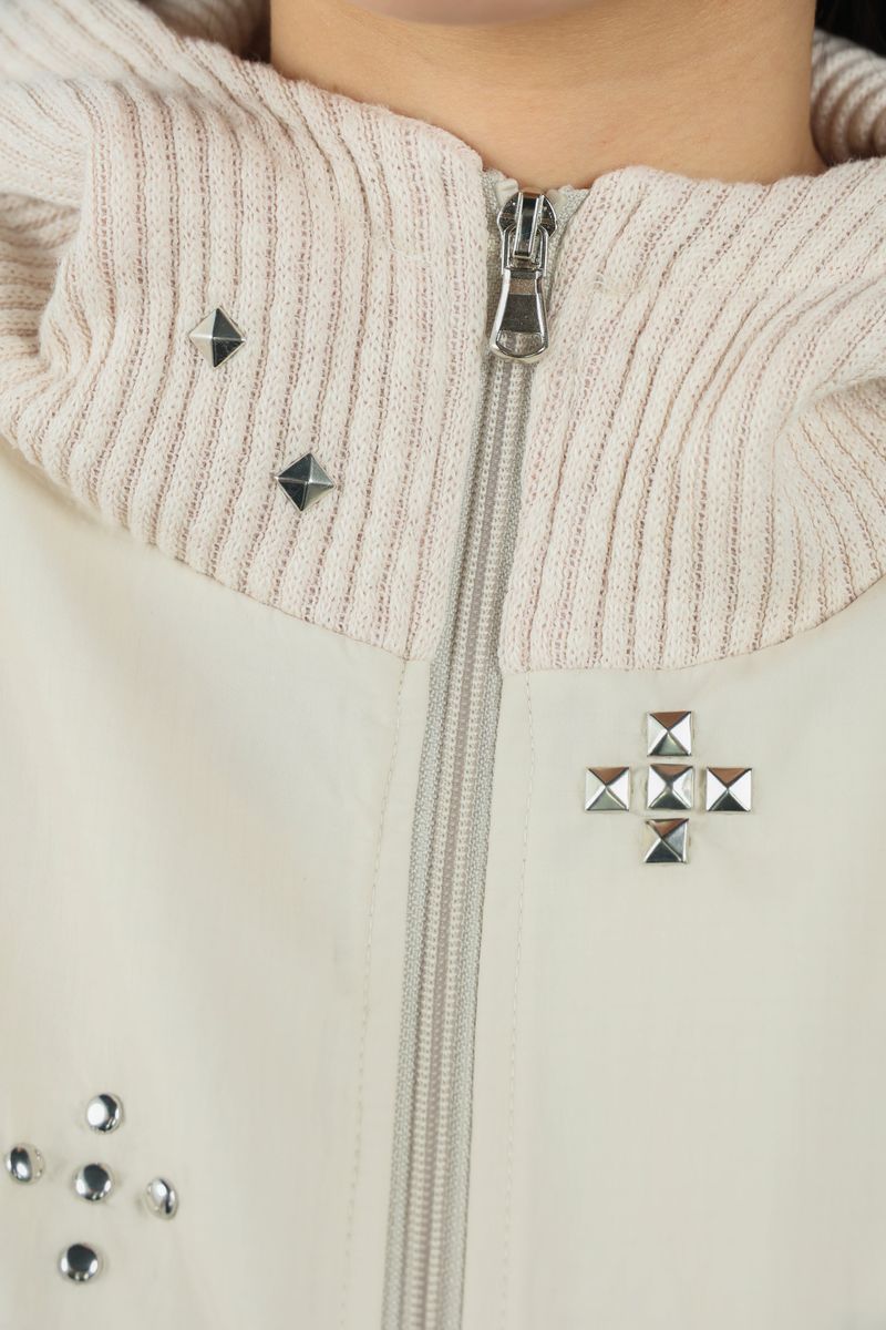 studs nylon knitzip hoodie(white)