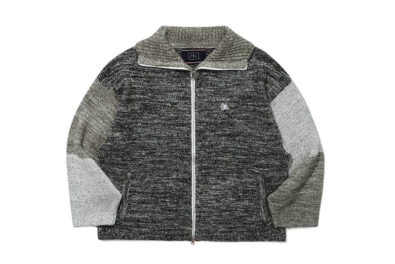 TONE VARIATION BOUCLE KNIT ZIP UP