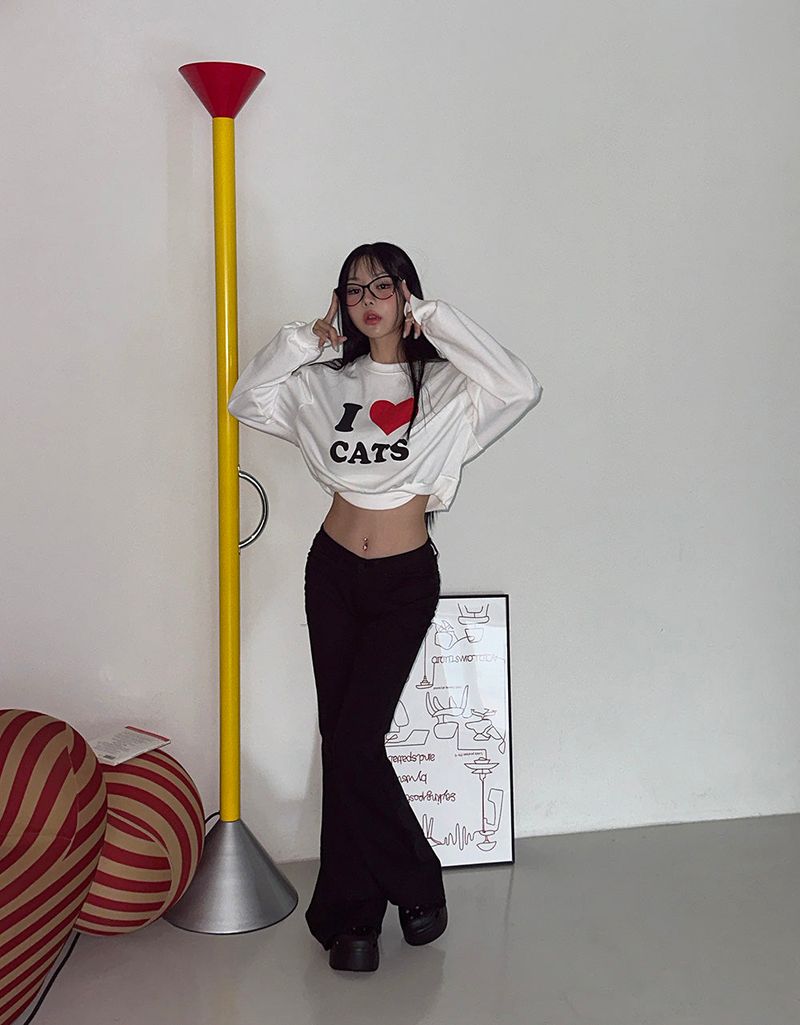Pelvic Shirring Low-rise Bootcut Pants