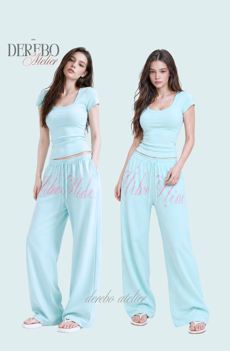 Taylor Mint Lettering Casual Wide Pants (TOP)