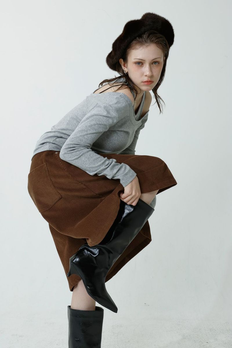 CORDUROY A-LINE PANTS_LIGHT BROWN