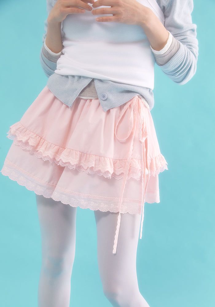 nefnef（ネプネプ）の「 lace wrap skirt_pink（Skirts）」