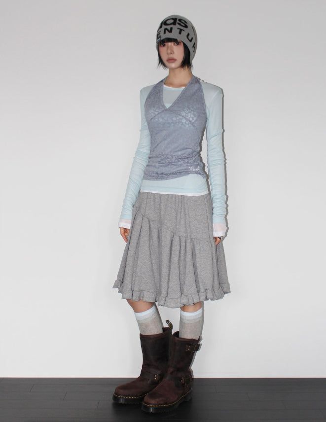 DEAR FRILL MIDI SKIRT
