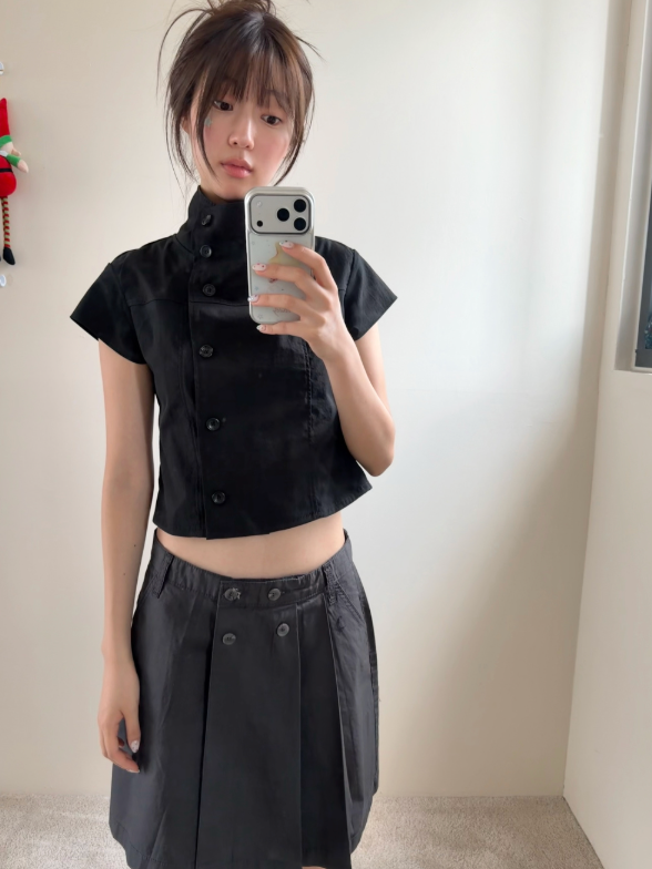 cap sleeve double button jk