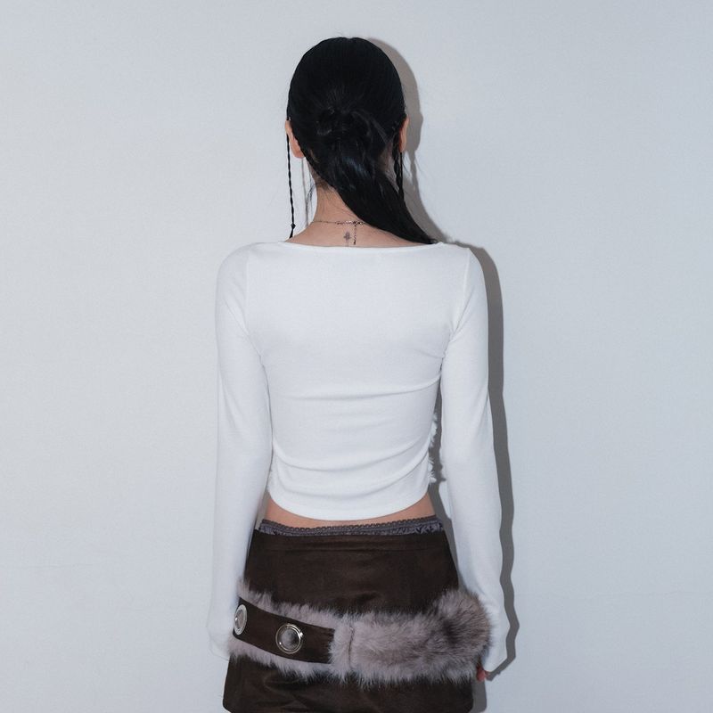 cross patch lace sleeve - ivory