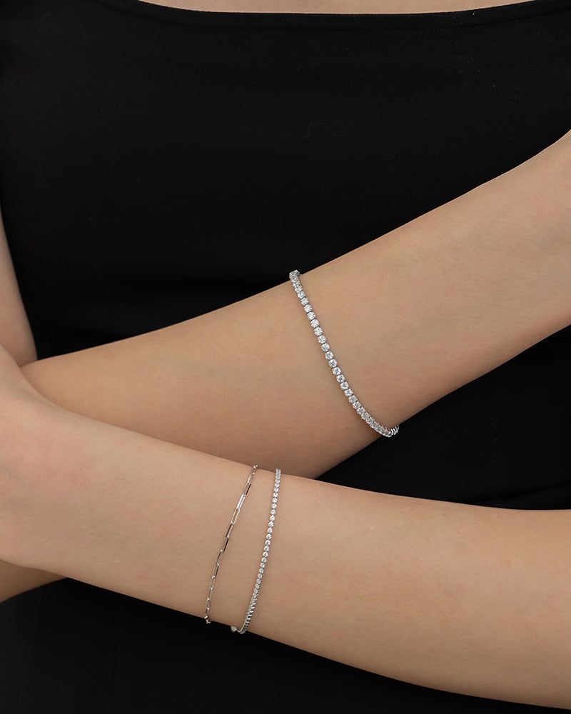 [White Gold] シグナルキュービックブレスレット