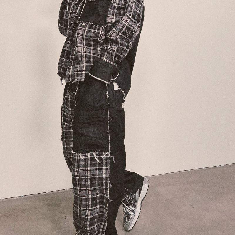 grunge burner check pants_black