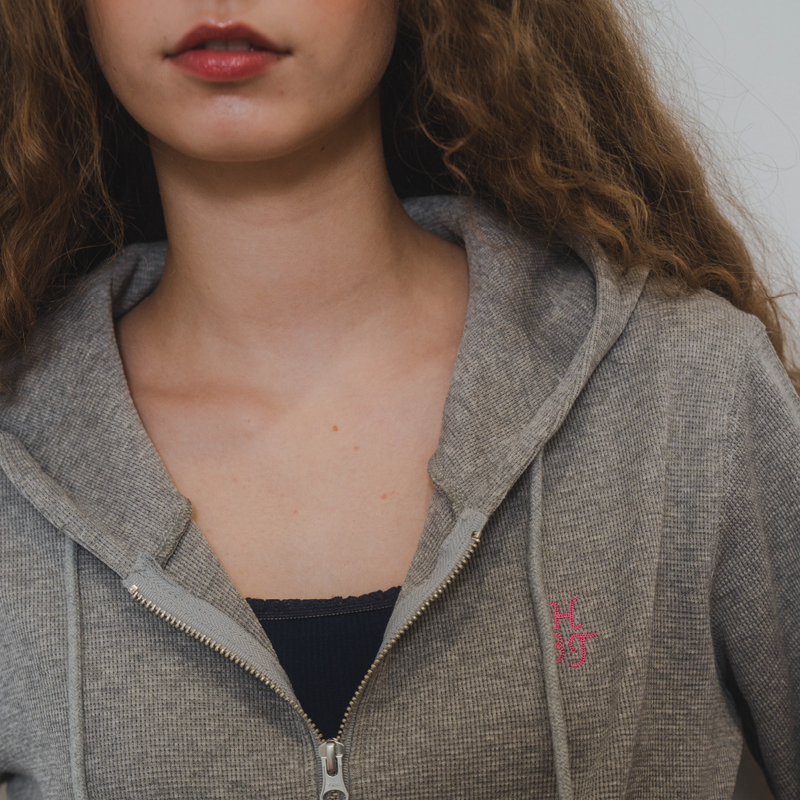 Waffle Hoodie Zipup (GREY)