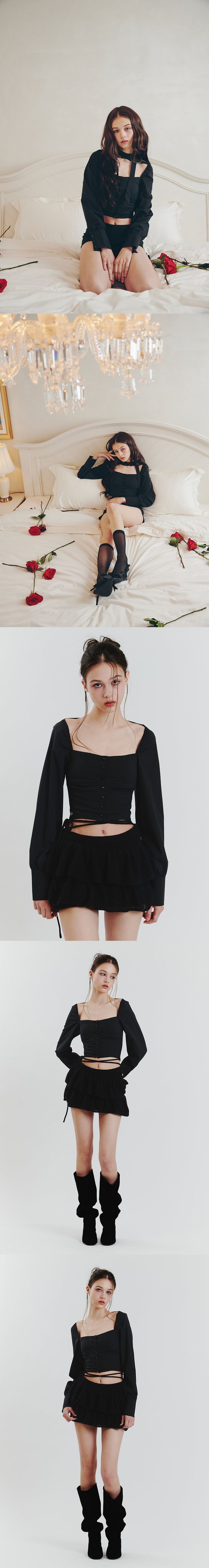 BIANCA SQUARE NECK BLOUSE black