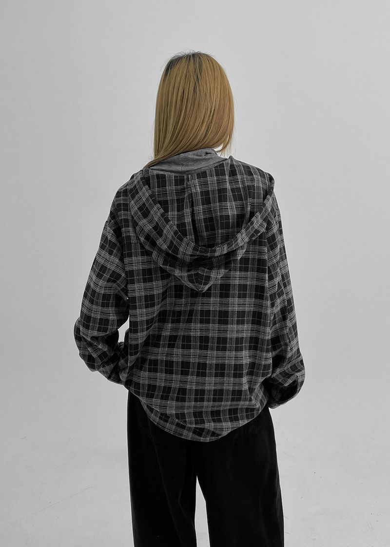[MADE] Demodet Napping Checkered Hooded Shirt