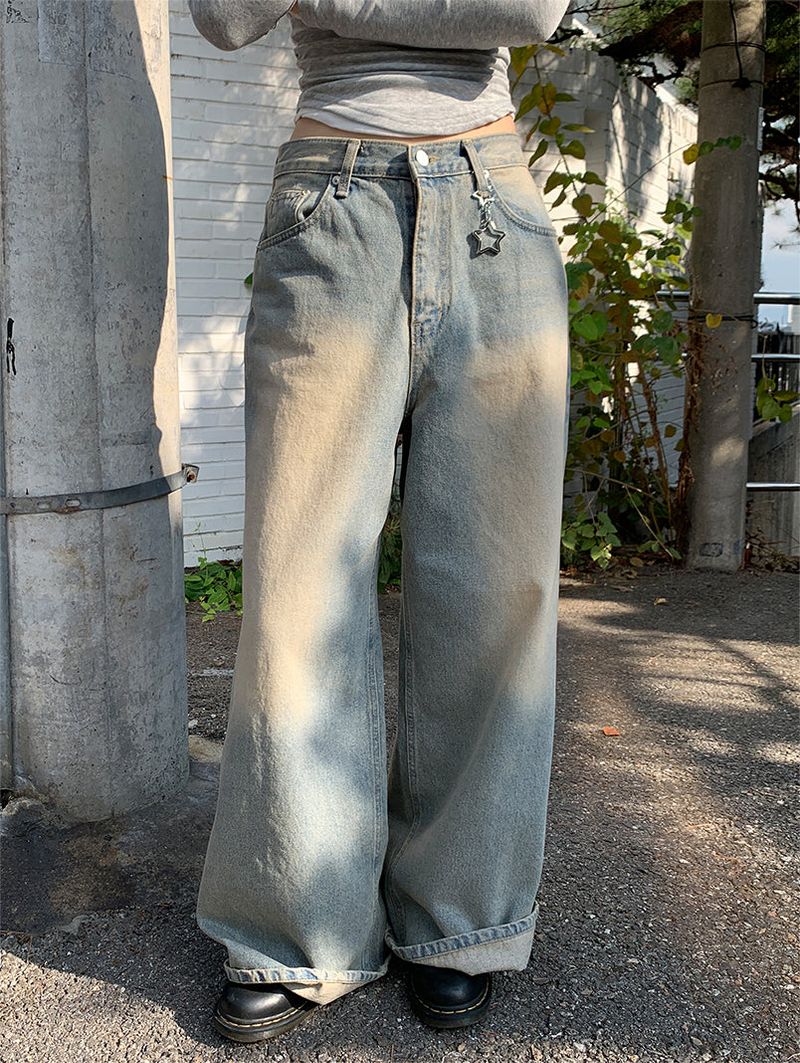 KEYRING WASHED WIDE JEANS