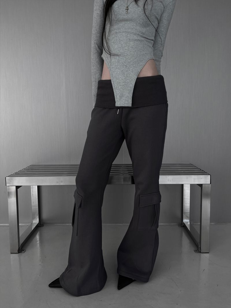 folded cargo bootcut pants (fleece-lined / 2color)