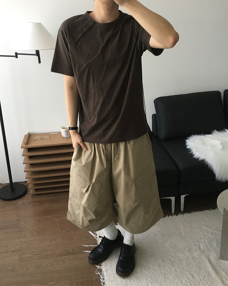Solid Cargo Bermuda Pants